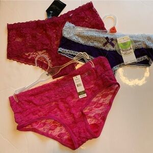 Panty Bundle lace satin sexy XOXO Honeydew Rene Rofe lingerie three pair cheeky